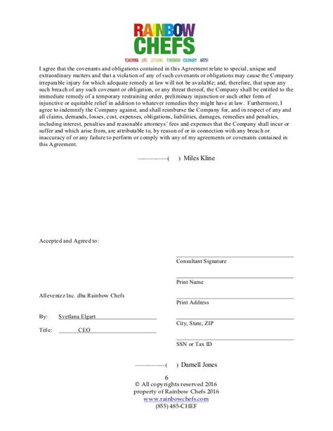 Chef Employment Contract Template