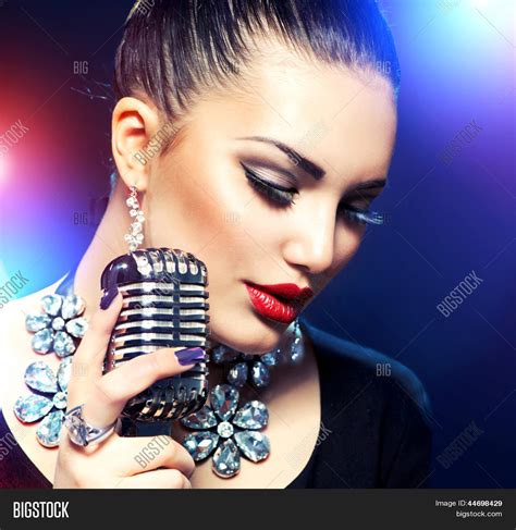Singing Woman Retro Microphone Image And Photo Bigstock