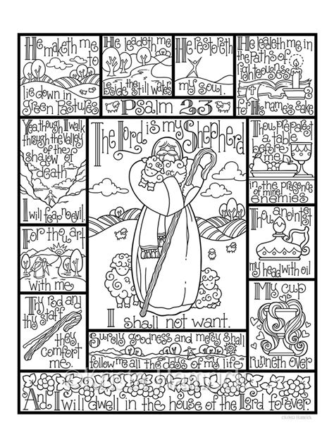 Search images from huge database containing over 620,000 coloring pages. Psalm 23 coloring page in three sizes: 8.5X11 8X10 suitable