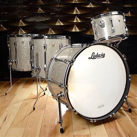 Ludwig Classic Maple 13161824 4pc Drum Kit Silver Glass Reverb