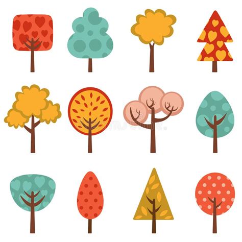 Cute Trees Collection Stock Illustration Illustration Of Shape 31941144