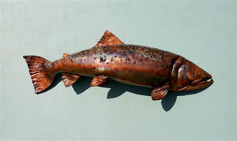 Emily Stone Copper Fish Brown Trout Sculpture 1 Copper Creatures