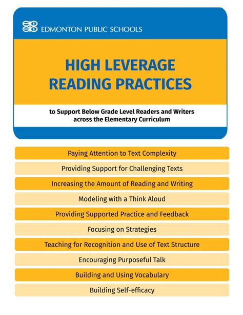 High Leverage Reading Practices To Support Below Grade Epsb Resources