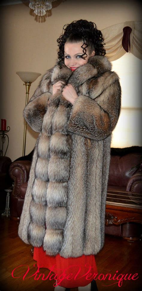 Sumptuous Genuine Crystal Fox Fur Coat Full Length Fox Fur Etsy