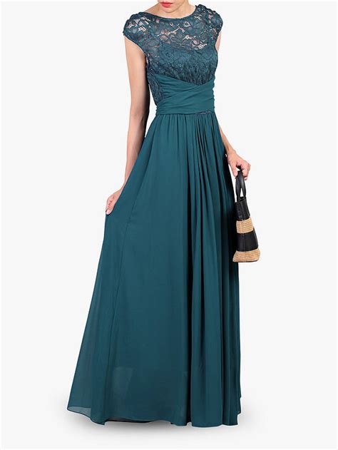 Jolie Moi Lace Bodice Pleated Maxi Dress Dark Teal At John Lewis And Partners