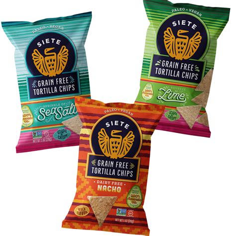 Siete Grain Free Tortilla Chips Variety Pack 14ct 1oz Bag Gluten Free Paleo Vegan Non Gmo