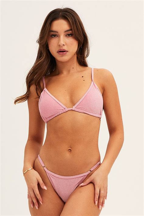 Womens Pink Bikini Two Piece Tie Side Ally Fashion
