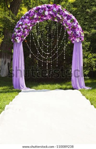 Wedding Arch Purple Roses Stock Photo Edit Now 110089238