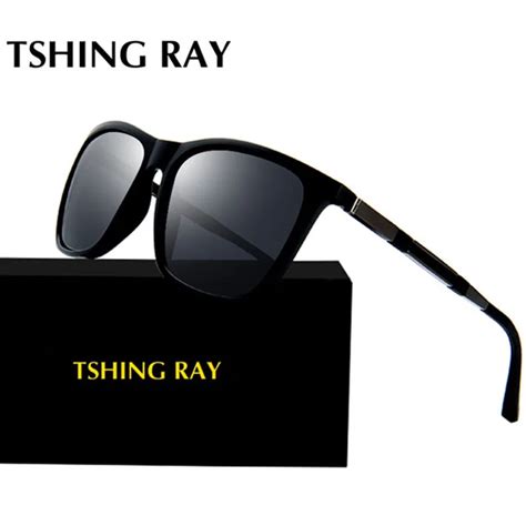 tshing ray mens polarized sunglasses men brand designer retro aluminum magnesium square sun
