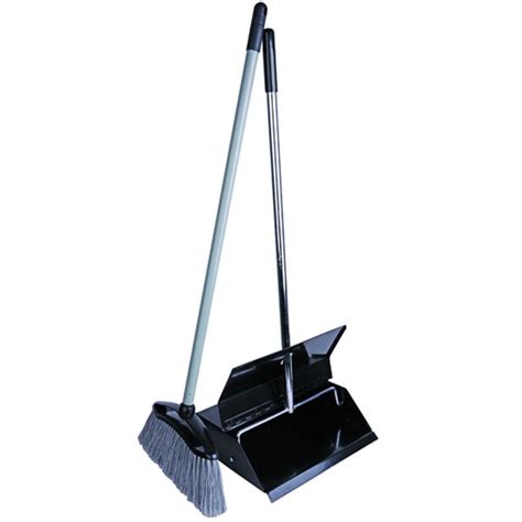 Black Enamel Metal Long Handled Dustpan And Brush Lobby Dustpan The