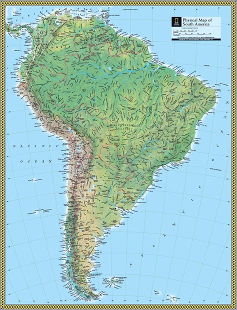 1972 Physical Map Of South America Map By National Geographic Maps