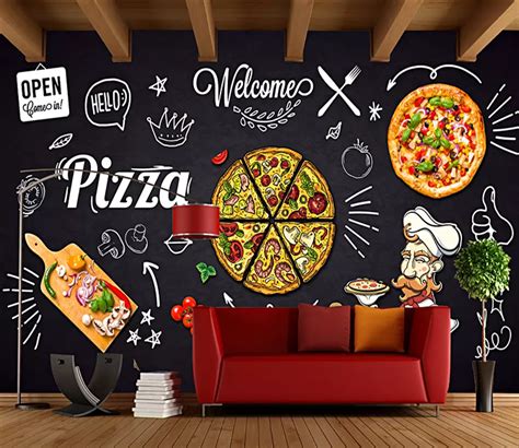 Customize Wall Mural Pizza Wallpaper Pizza Art Pizzeria Design
