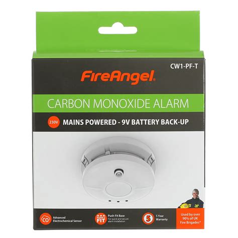 Fire Angel Mains Carbon Monoxide Alarm Push Fit Base 9v Battery Backup
