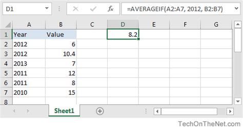 Ms Excel How To Use The Averageif Function Ws