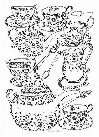 Coloring Pages Tea Adult Coffee Printable Colouring