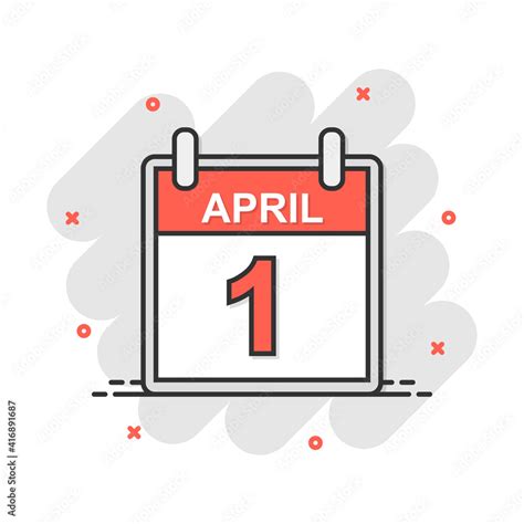 Cartoon Colored April 1 Fool Day Calendar Icon In Comic Style Calendar