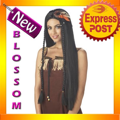 W29 Ladies Sexy Indian Princess Long Haired Adult Fancy Dress Costume Wig Ebay