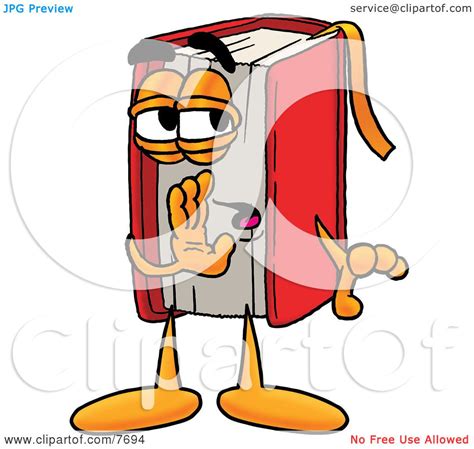 Clipart Picture Of A Red Book Mascot Cartoon Character Whispering And