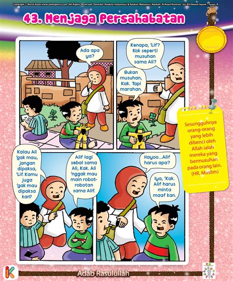 Contoh cerita bergambar anak : Komik Adab Menjaga Persahabatan | Ebook Anak