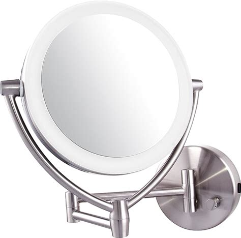 ovente led lighted wall mount makeup mirror 7 5 inch battery or usb adapter operated 1x 10x