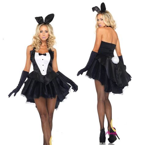 Top Sale Woman Sexy Lingerie Hot Sexy Cocktail Dress Bunny Ears Black Gloves Sexy Costumes