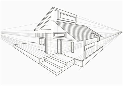 Illustration About Linear Architectural Sketch Detached House