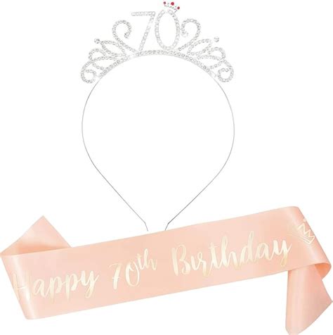 Amazon Com Konsait Th Happy Birthday Sash And Tiara For Women Bday Rose Gold Double Layer