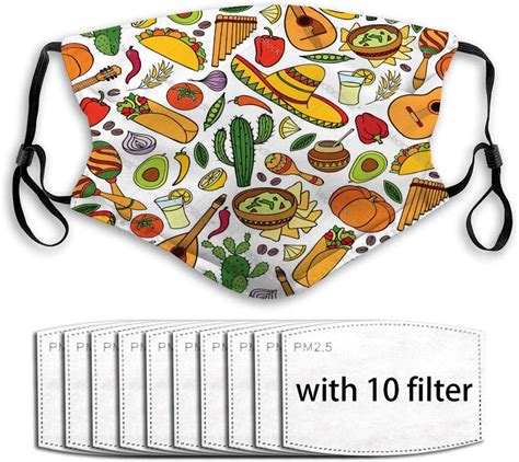 Amazon Com Xunulyn Unisex Mouth Covers Face Cover Polyester Mexican Food And Musical
