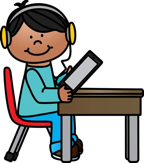 Boy Using Tabletwhimsyclips School Kids Images 2 Clipart Homework