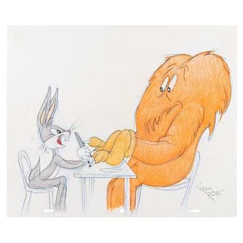 Bugs Bunny And Gossamer Original Drawing By Virgil Ross