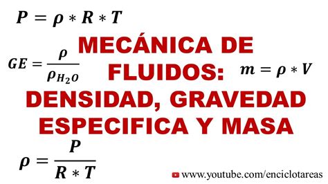 Mecánica De Fluidos Densidad Gravedad Específica Y Masa Youtube