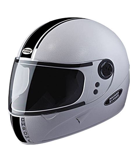 Studds Full Face Helmet Chrome White Plain Large