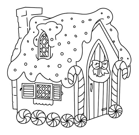 Premium Vector Christmas House Coloring Page