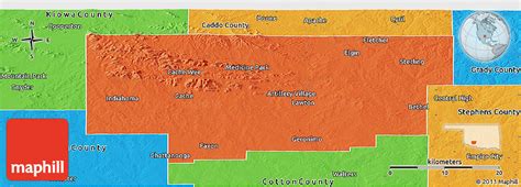 Political Panoramic Map Of Comanche County