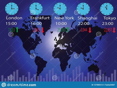 Global Stock Markets And Time Zones Stock Vector Illustration Of