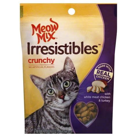 Meow Mix Irresistibles Cat Treats Crunchy With White Meat Chicken And Turkey 25 Ounce Bag