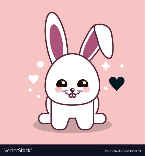 Rabbit Kawaii Cartoon Happy Cute Icon Royalty Free Vector