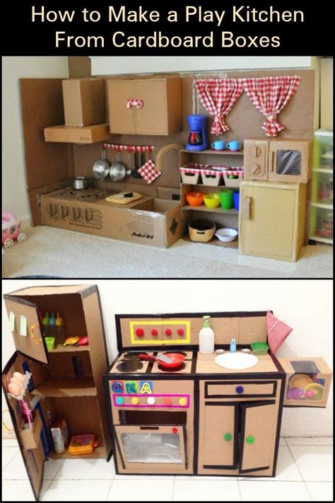 Make This Cute Cardboard Play Kitchen Kitchen Sets For Kids Diy