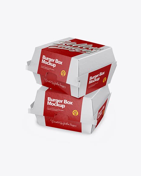 Download Two Paper Burger Boxes Mockup - Half Side View in Box ...