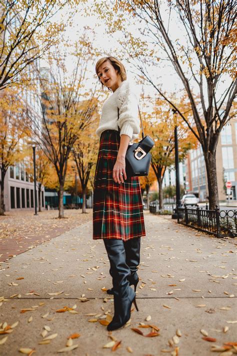 The Quintessential Holiday Print Tartan Plaid Tartan Skirt Outfit