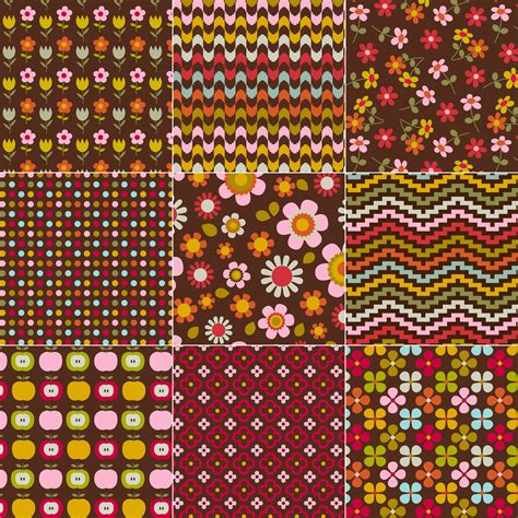 Seamless Retro Floral And Geometric Patterns 342986 Vector Art At Vecteezy