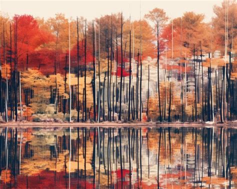 Premium Ai Image Autumn Trees Reflected In The Water Of A Lake