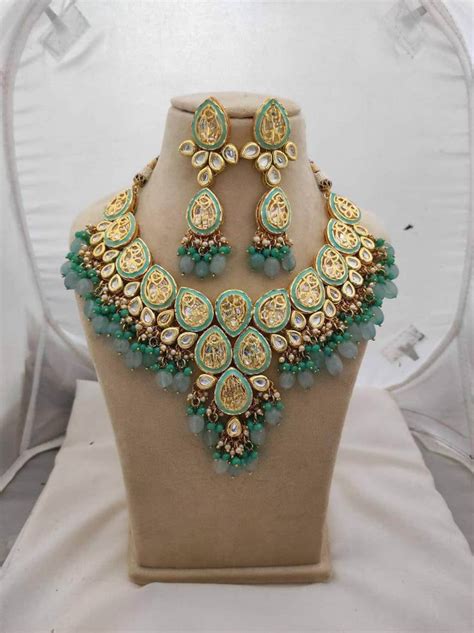 Green Moti Set Kundan Set Indian Jewelry Bridal Wedding Etsy