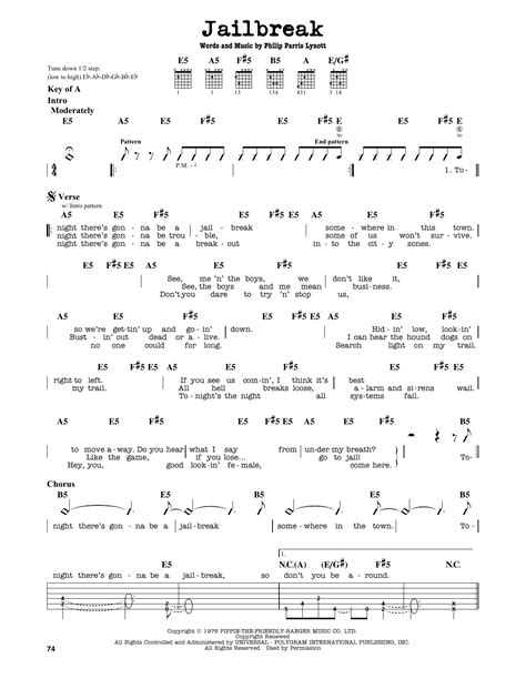 Jailbreak By Thin Lizzy Guitar Lead Sheet Guitar Instructor