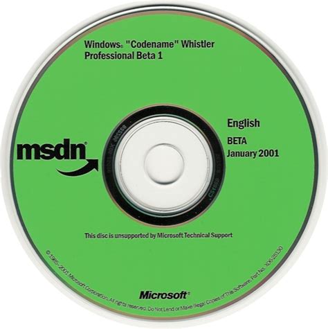 Windows Codename Whistler Professional 5122961 Beta 1 Msdn
