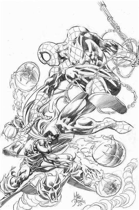 Spider Man Vs Hobgoblin By Mike Deodato Jr Spiderman Drawing Drawing Superheroes Superhero