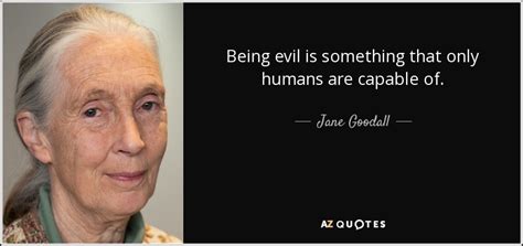 Your wickedness makes you as it were heavy as lead, and to tend downwards with great weight and pressure towards hell; Jane Goodall quote: Being evil is something that only humans are capable of.