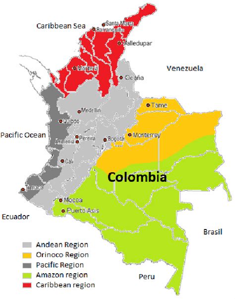 Map Of Colombian Regions And Principal Cities Download Scientific Diagram