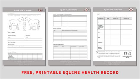 Free Printable Equine Health Record Thompson And Redwood
