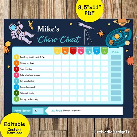 Kids Chore Chart Printable Editable Pdf Chore Chart For Kids Boy